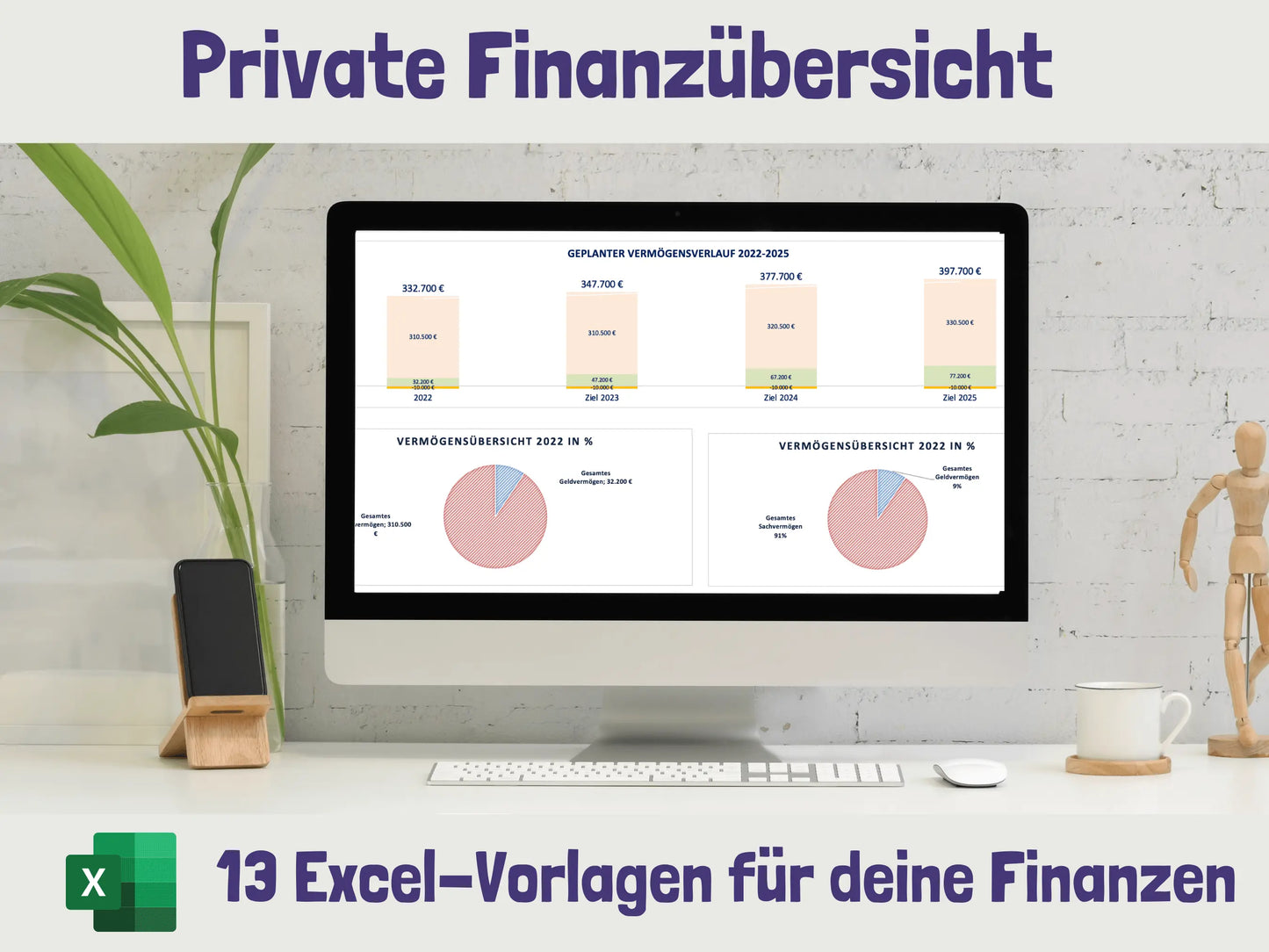 Private Finanzübersicht (Haushaltsbuch, Vermögensplaner, u.v.m.) Excel AndreasJansen Vorlage