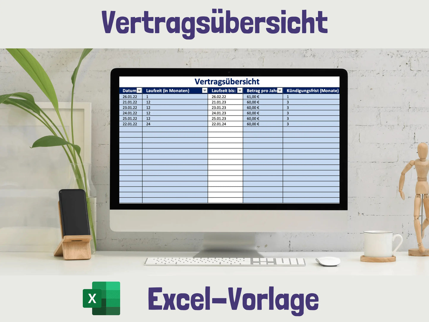 Vertragsübersicht (Excel) Excel AndreasJansen Vorlage