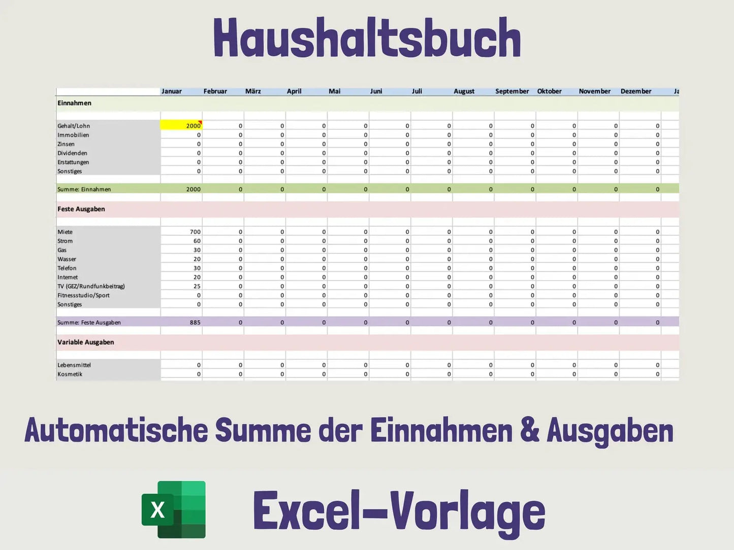 Gratis Haushaltsbuch Excel Andreas Jansen