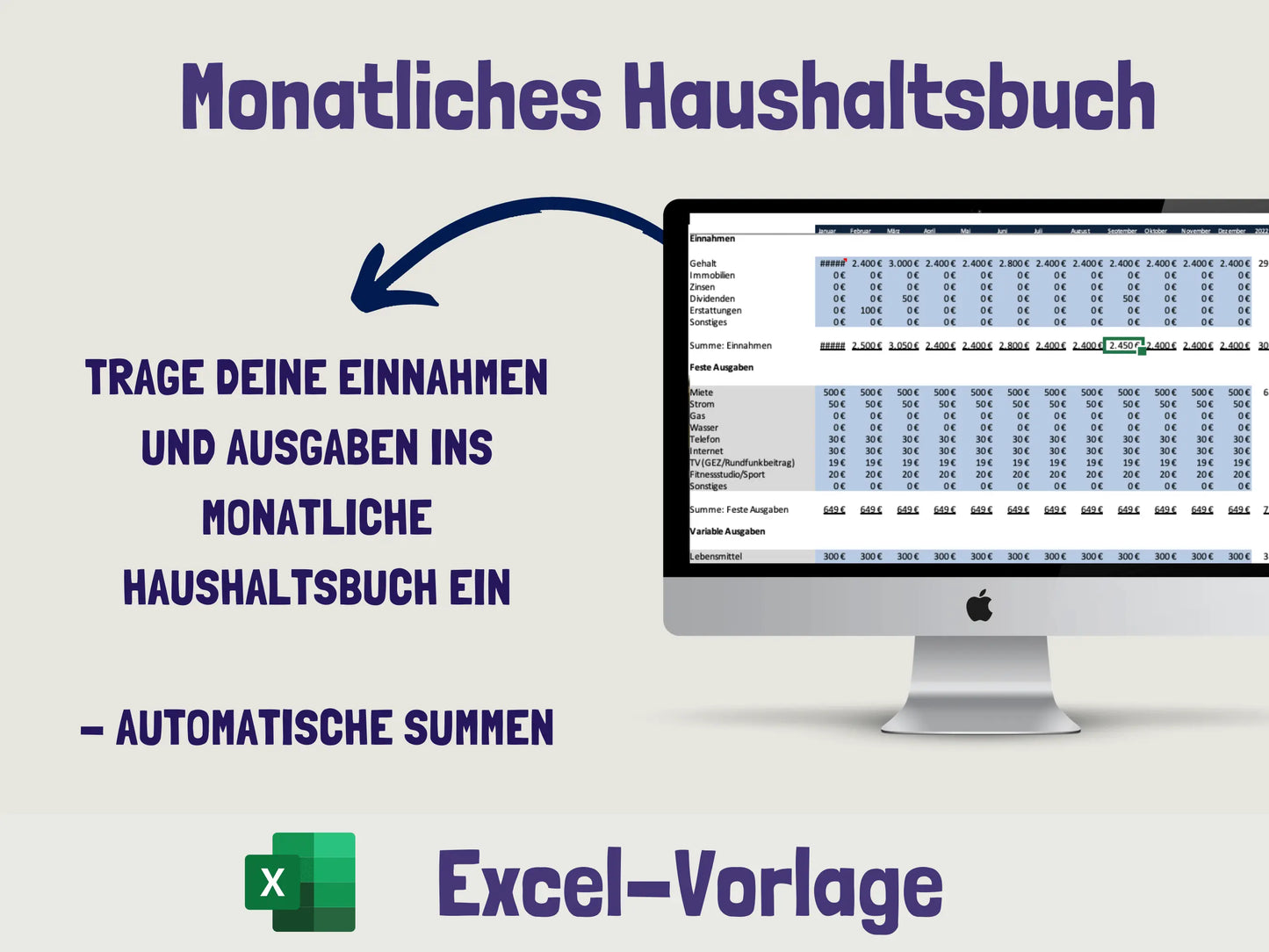 Private Finanzübersicht (Haushaltsbuch, Vermögensplaner, u.v.m.) Excel AndreasJansen Vorlage