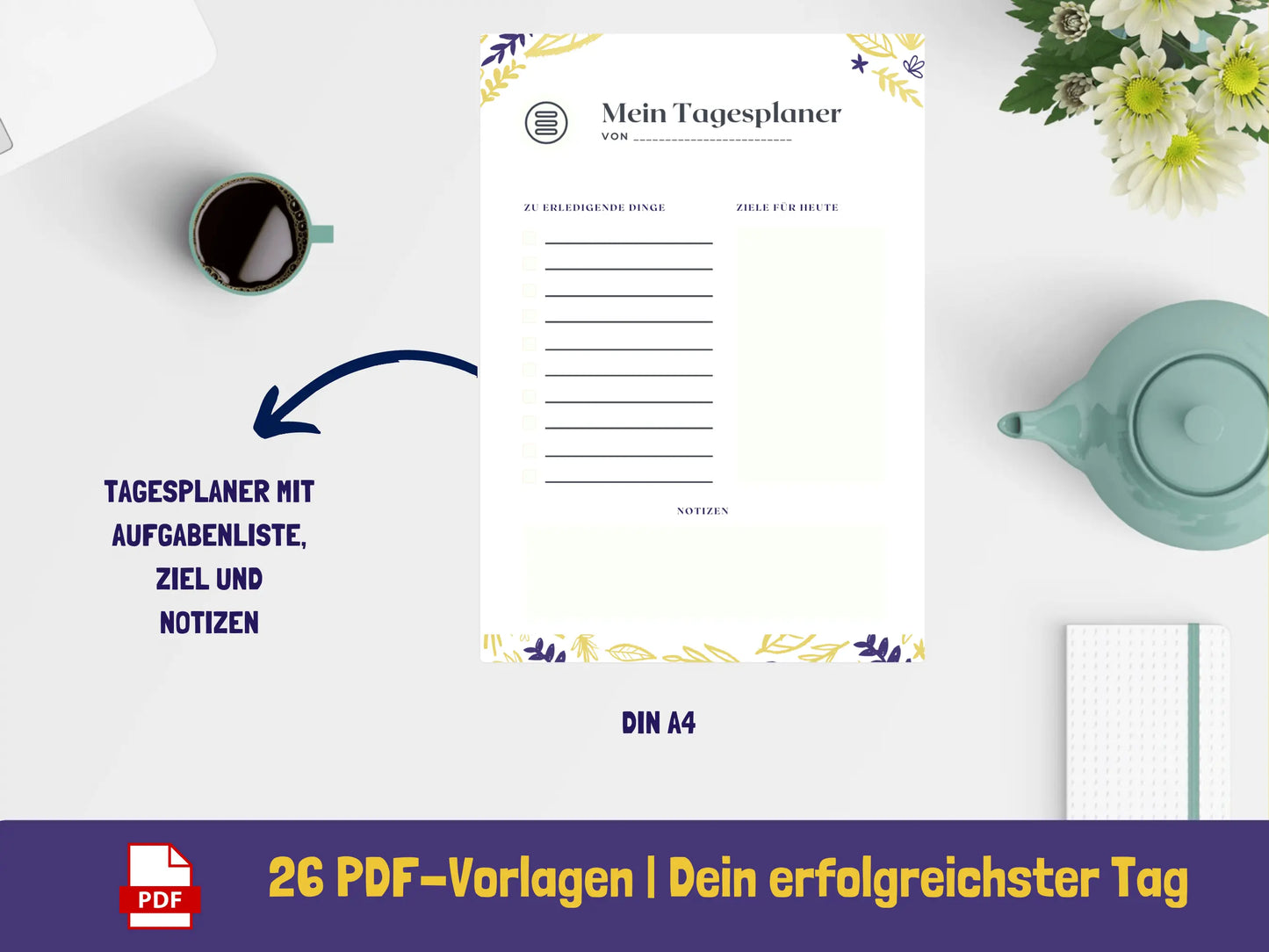 Tagesplaner: Dein erfolgreichster Tag - Variante Blätter {26 Seiten} PDF AndreasJansen Vorlage