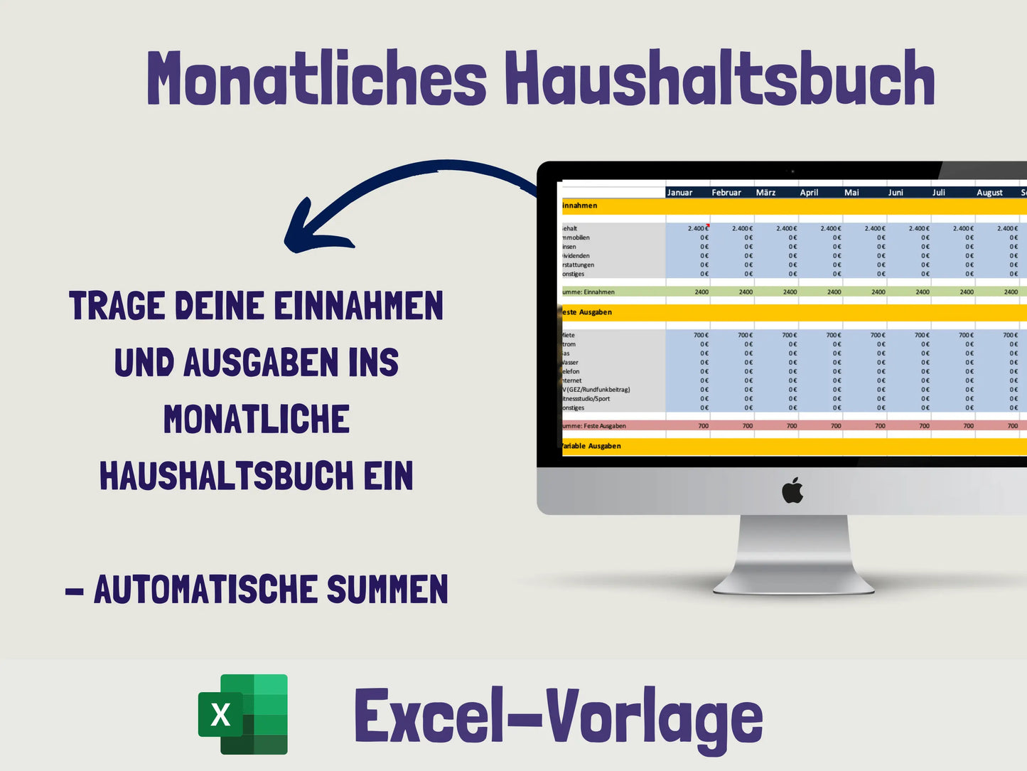 Haushaltsbuch & Vermögensübersicht Excel-Paket Excel AndreasJansen Vorlage