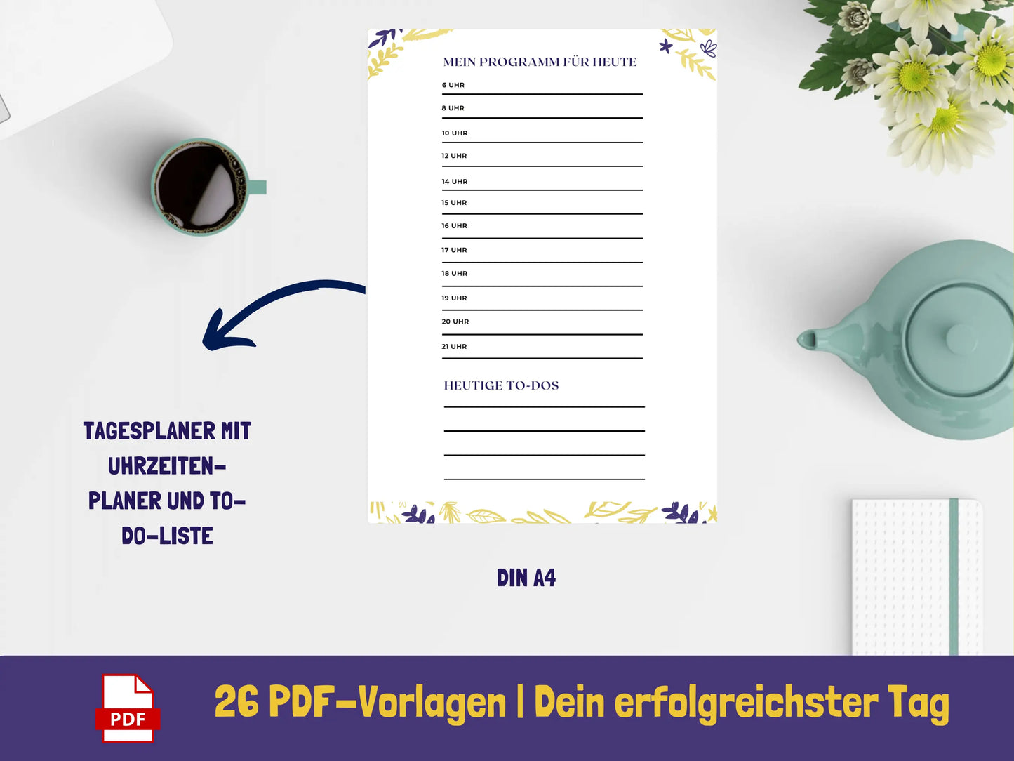 Tagesplaner: Dein erfolgreichster Tag - Variante Blätter {26 Seiten} PDF AndreasJansen Vorlage