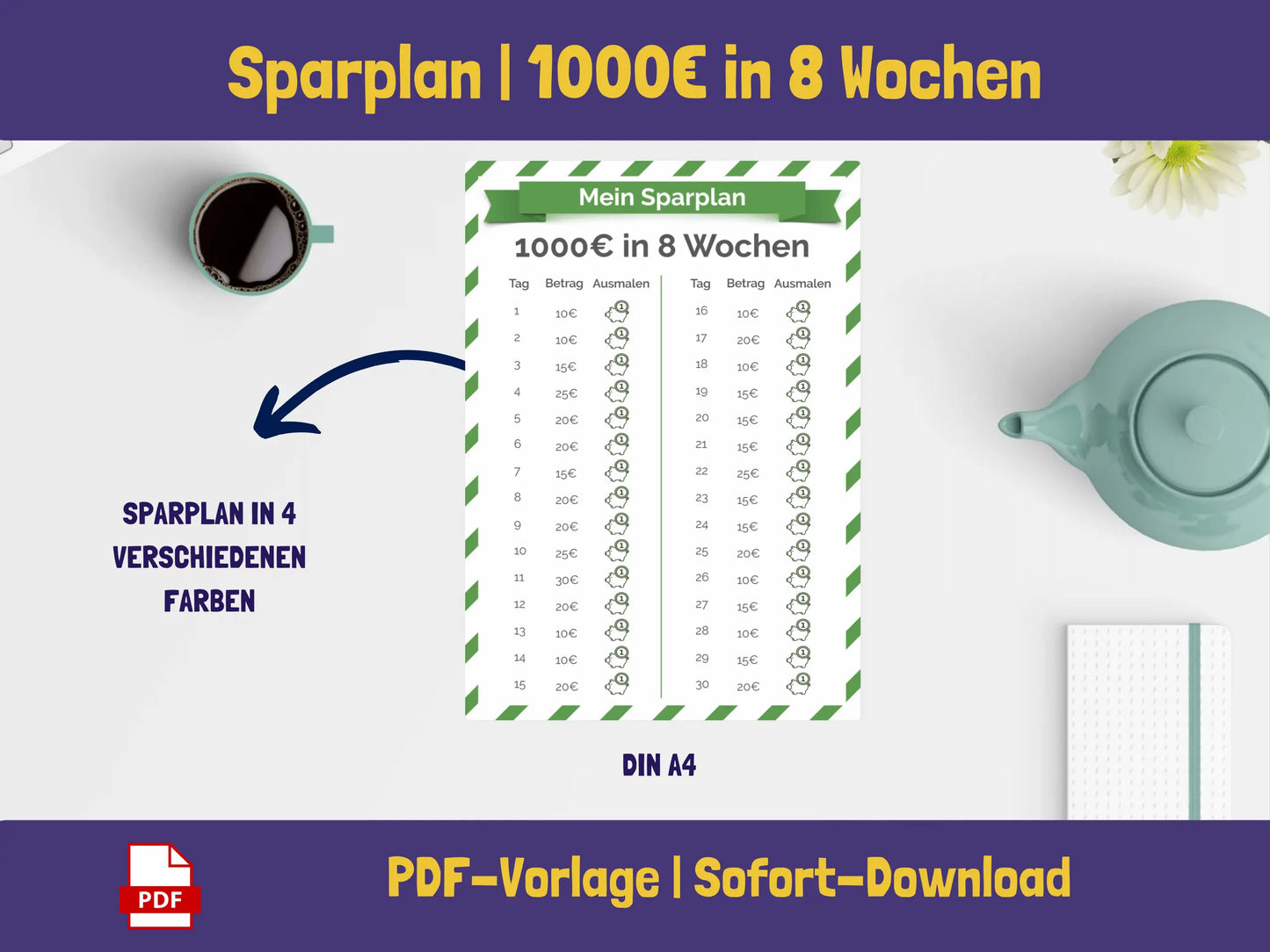 Sparplan 1.000 Euro in 8 Wochen Sparplan AndreasJansen Vorlage