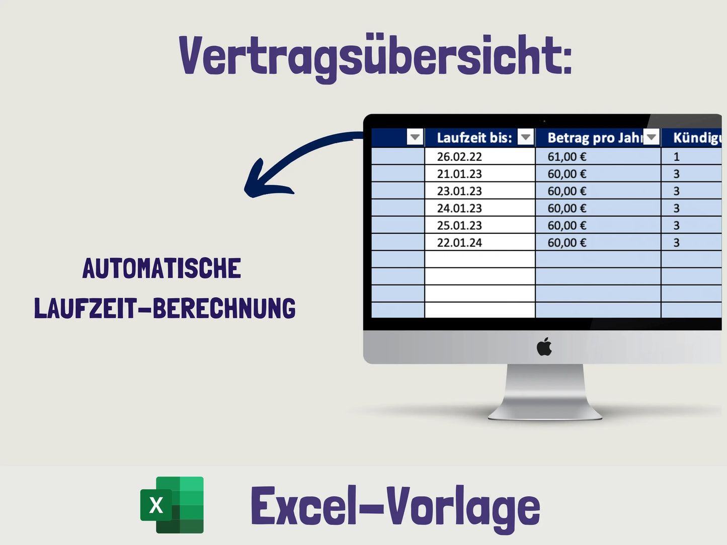 Vertragsübersicht (Excel) Excel AndreasJansen Vorlage