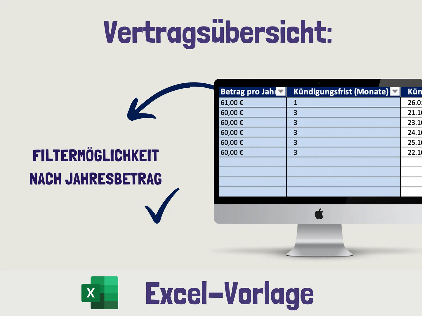 Vertragsübersicht (Excel) Excel AndreasJansen Vorlage