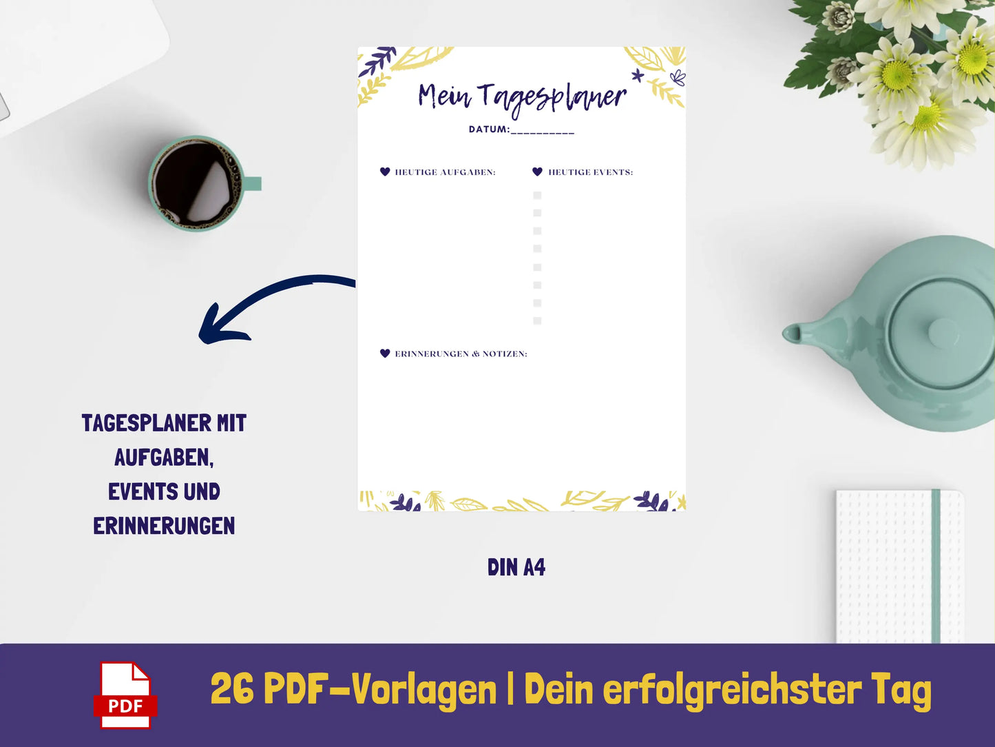 Tagesplaner: Dein erfolgreichster Tag - Variante Blätter {26 Seiten} PDF AndreasJansen Vorlage