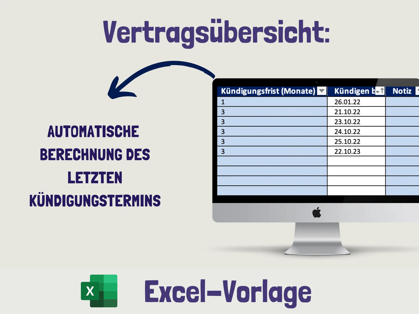 Vertragsübersicht (Excel) Excel AndreasJansen Vorlage