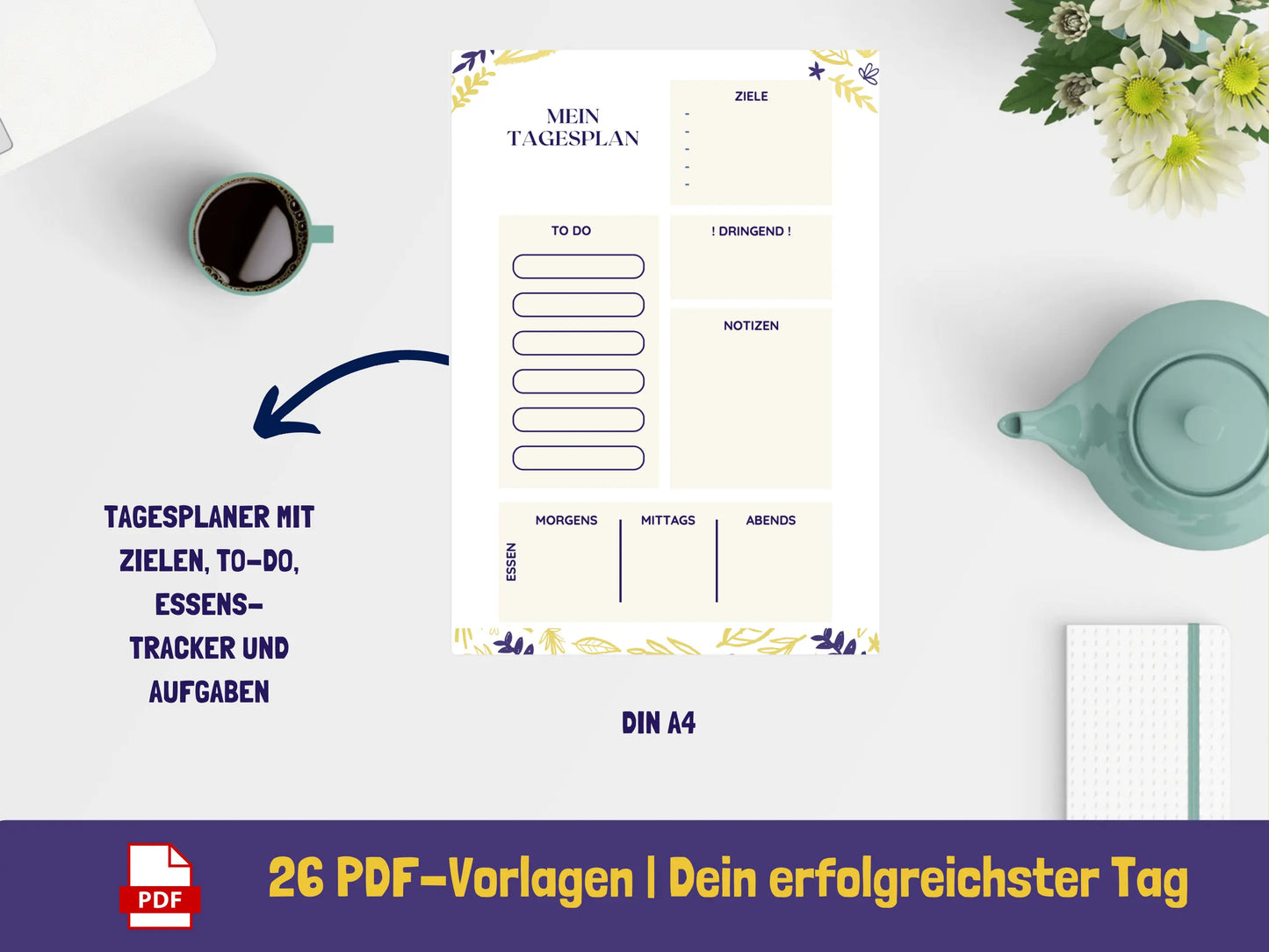 Tagesplaner: Dein erfolgreichster Tag - Variante Blätter {26 Seiten} PDF AndreasJansen Vorlage