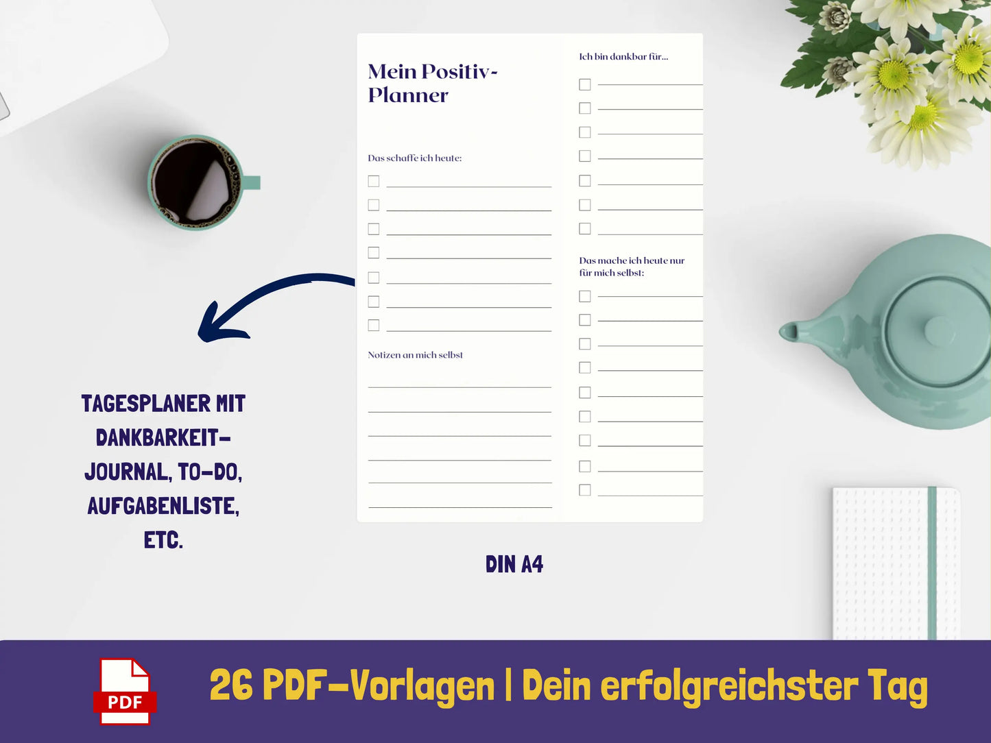 Tagesplaner: Dein erfolgreichster Tag - Variante Blätter {26 Seiten} PDF AndreasJansen Vorlage