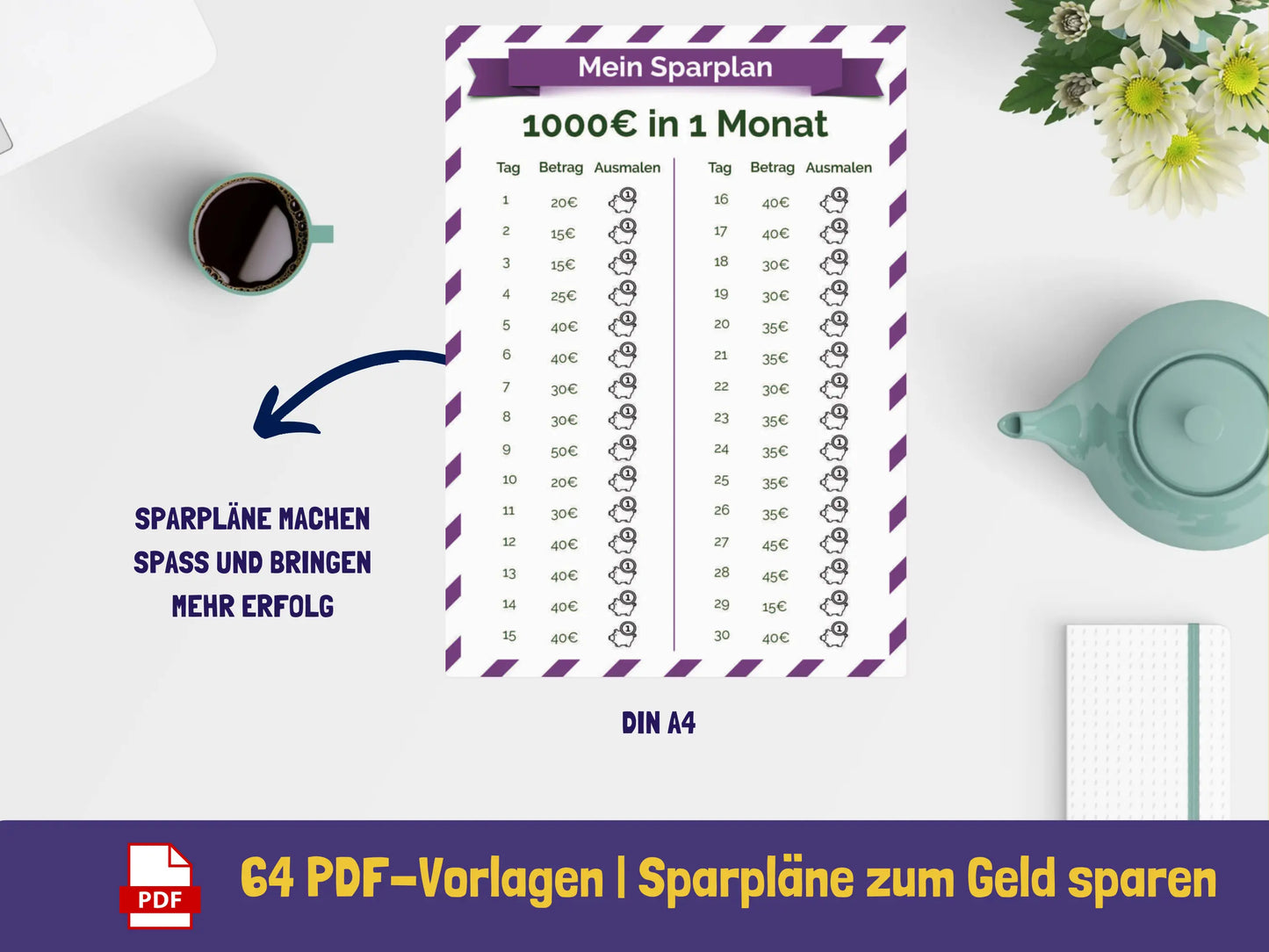 1000 Euro in 1 Monat sparen