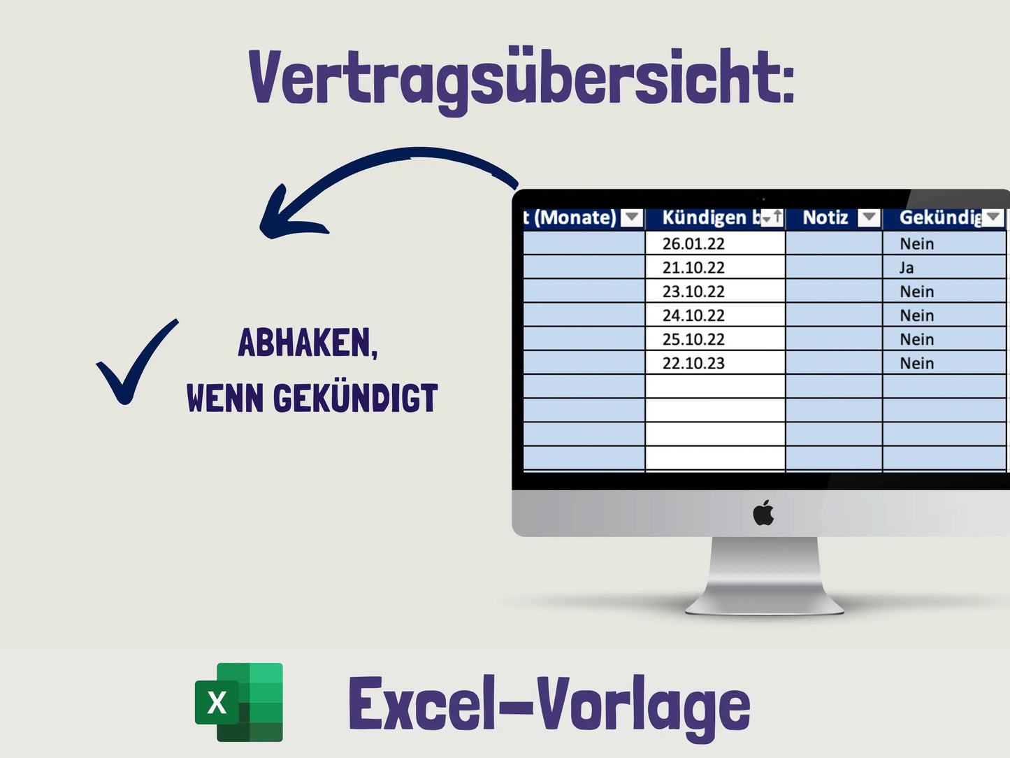 Vertragsübersicht (Excel) Excel AndreasJansen Vorlage