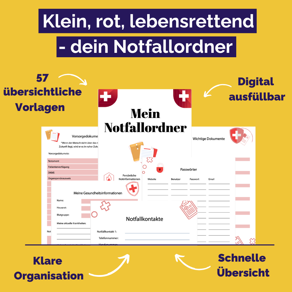 Notfallplan Ordner Notfallordner für Privatpersonen: PDF-Vorlage zum Ausdrucken