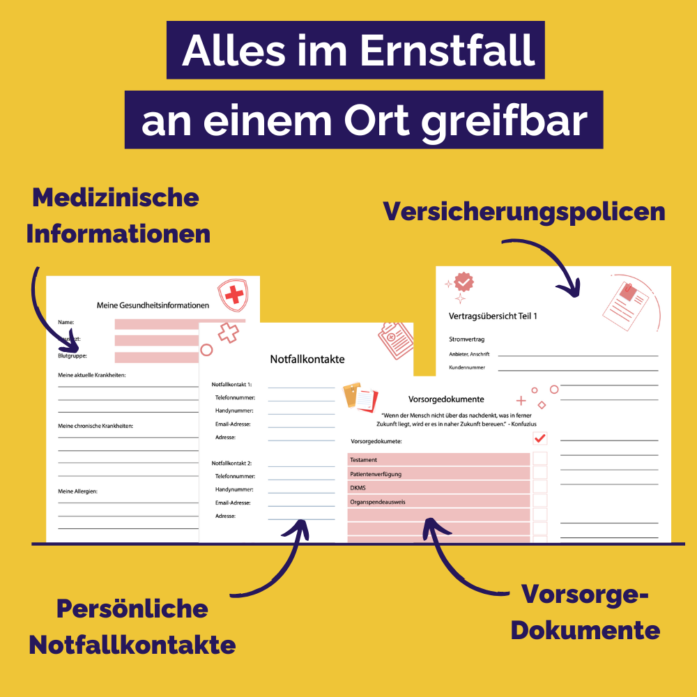 Notfallplan Ordner Notfallordner für Privatpersonen: PDF-Vorlage zum Ausdrucken