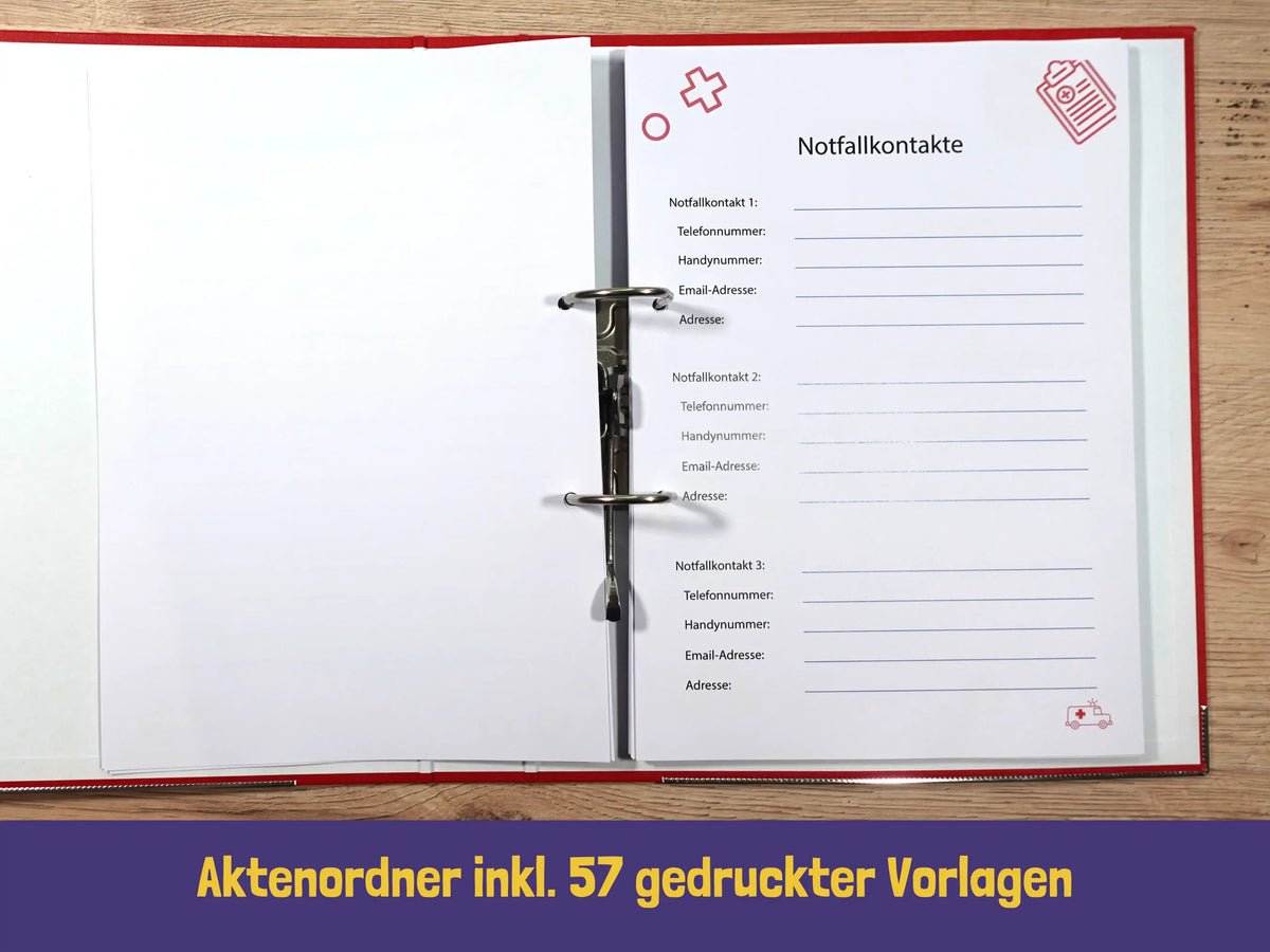 Notfallplan Ordner Notfallordner für Privatpersonen: PDF-Vorlage zum Ausdrucken
