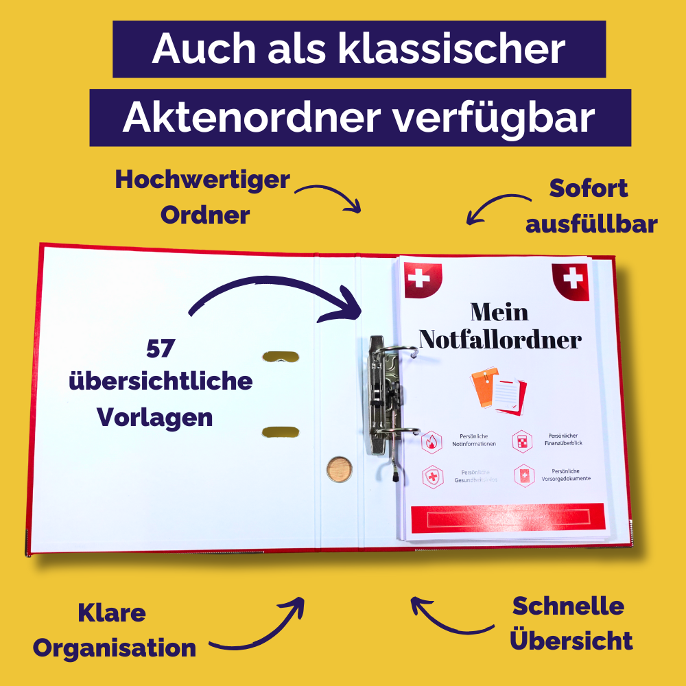 Notfallplan Ordner Notfallordner für Privatpersonen: PDF-Vorlage zum Ausdrucken