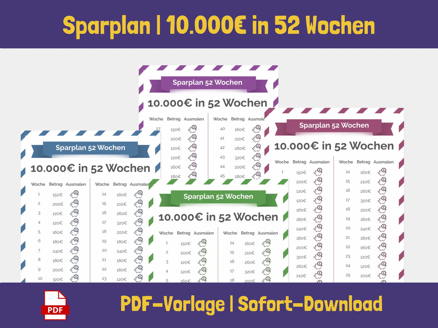 Gratis: Sparplan 10.000 Euro in 52 Wochen PDF AndreasJansen Vorlage