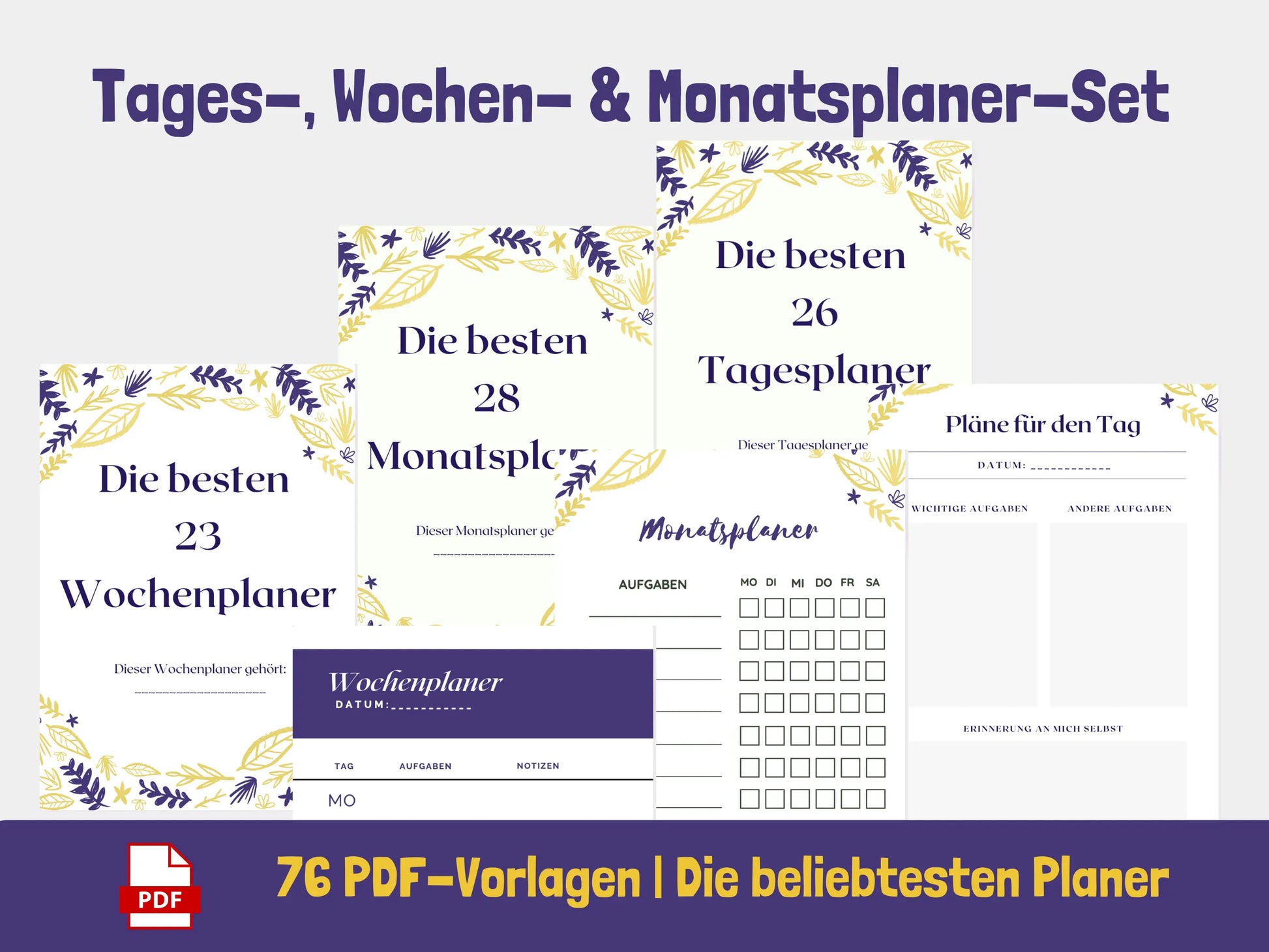 Tages-, Wochen-, Monatsplaner: 76 Seiten PDF AndreasJansen Vorlage