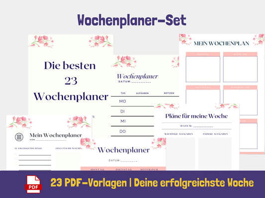 Wochenplaner: Deine erfolgreichste Woche - Variante Blumen {23 Seiten} PDF AndreasJansen Vorlage