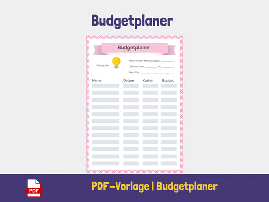 Budgetplaner Pink PDF AndreasJansen Vorlage