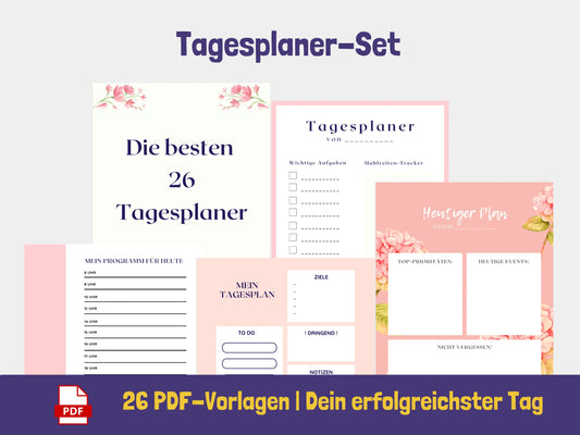Tagesplaner: Dein erfolgreichster Tag - Variante Blumen {26 Seiten} PDF AndreasJansen Vorlage