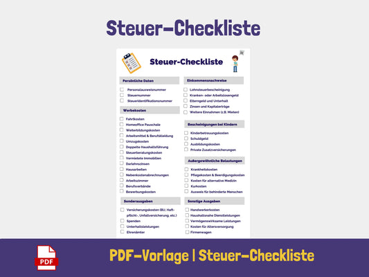 Steuer-Checkliste PDF AndreasJansen Vorlage