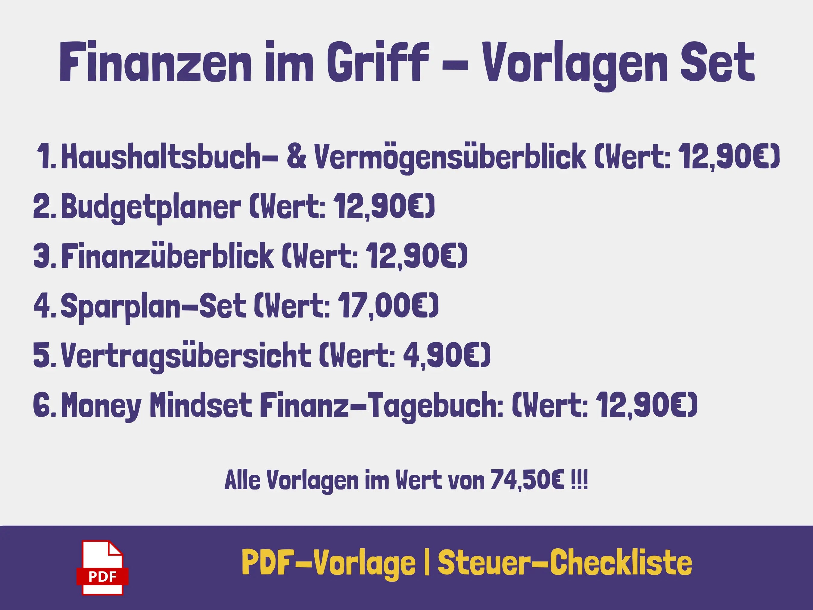 Finanzen Im Griff: Komplettes Vorlagen-Set