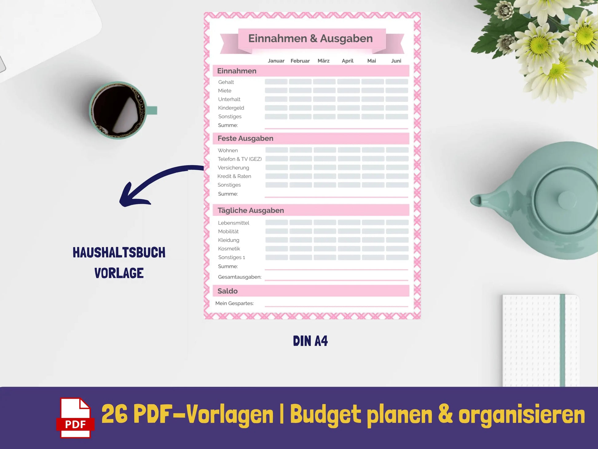 Budgetordner (Pink) PDF AndreasJansen Vorlage