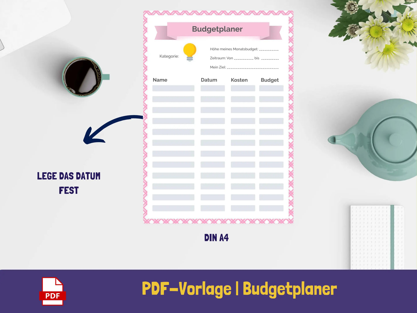Budgetplaner Pink PDF AndreasJansen Vorlage