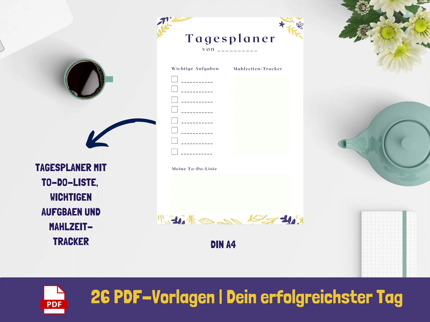 Tagesplaner: Dein erfolgreichster Tag - Variante Blätter {26 Seiten} PDF AndreasJansen Vorlage