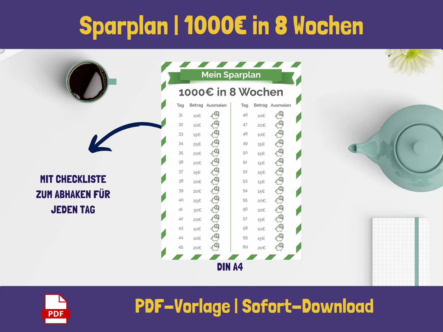 Gratis: Sparplan für 1.000 Euro in 8 Wochen PDF AndreasJansen Vorlage