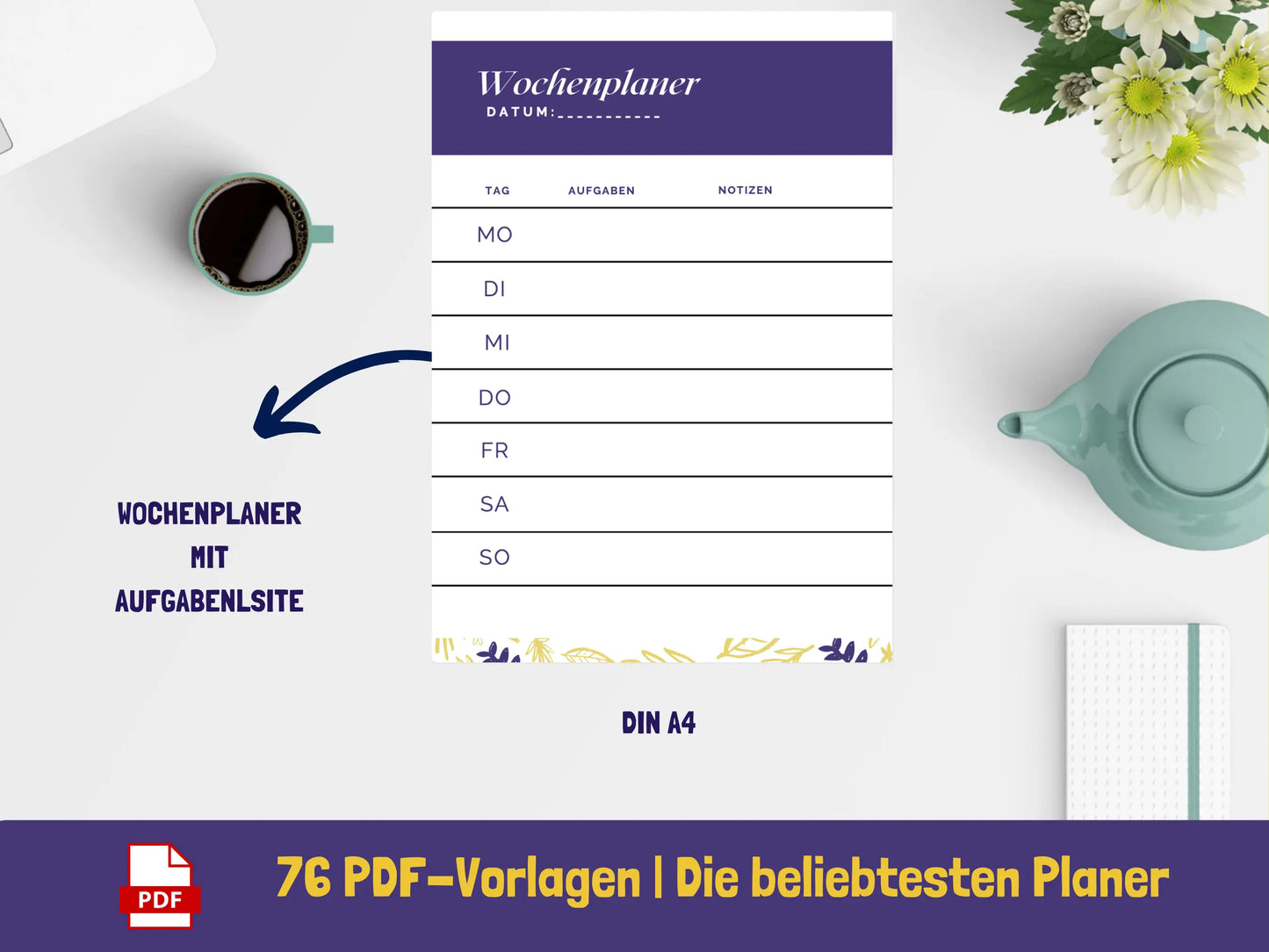 Tages-, Wochen-, Monatsplaner: 76 Seiten PDF AndreasJansen Vorlage