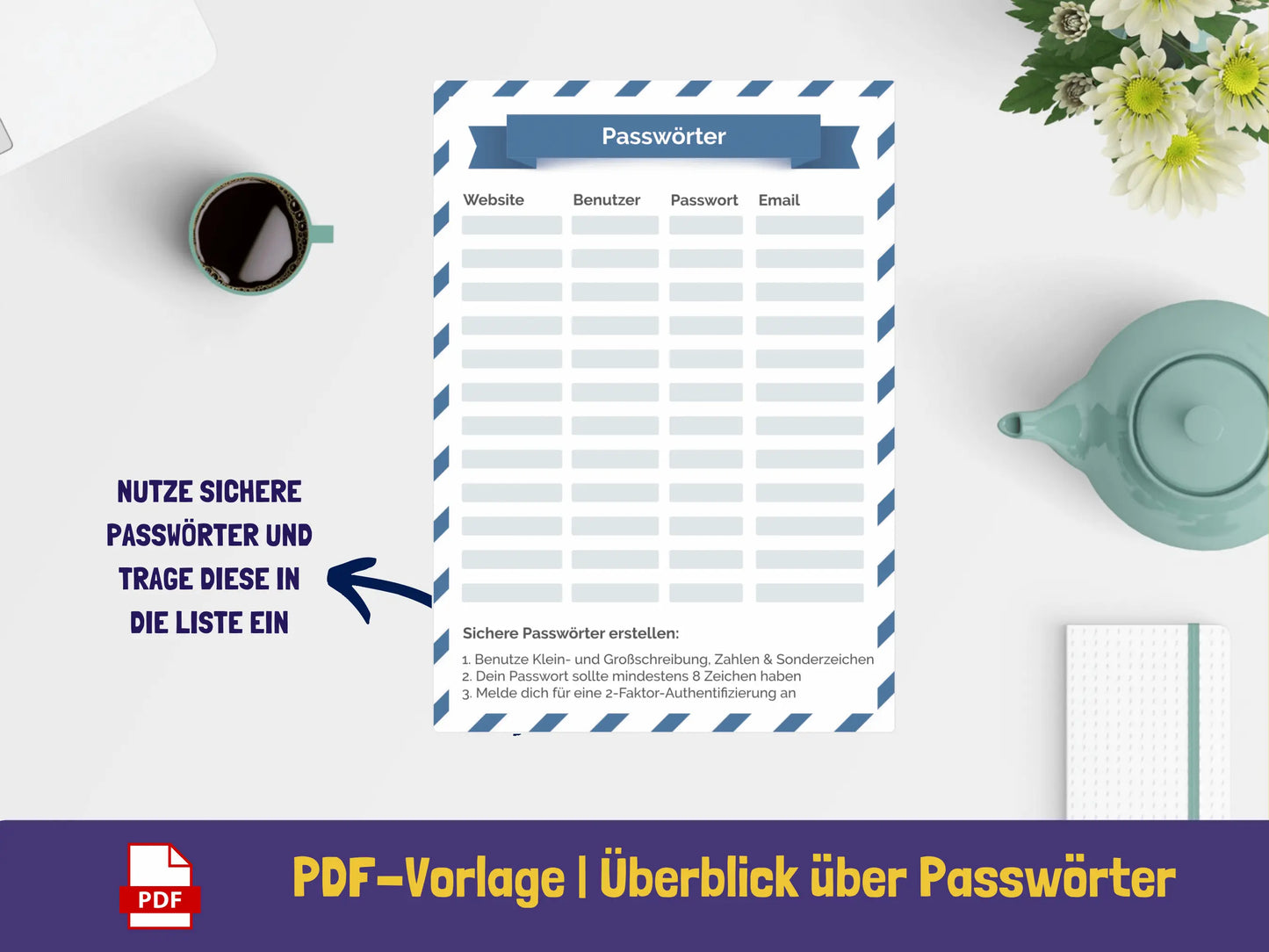 Passwortliste PDF AndreasJansen Vorlage