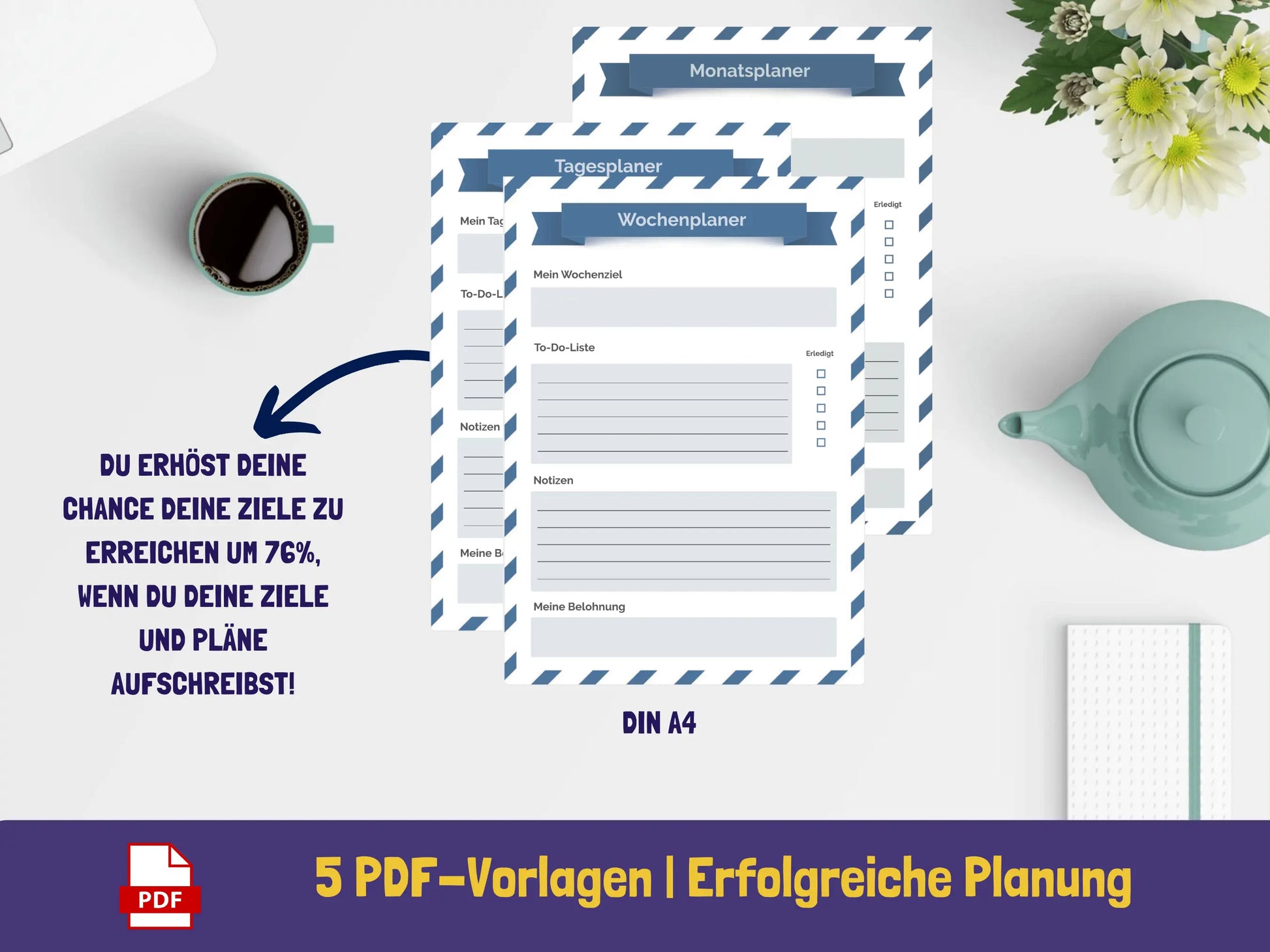 Tages-, Wochen-, Monatsplaner {5 Seiten} PDF AndreasJansen Vorlage