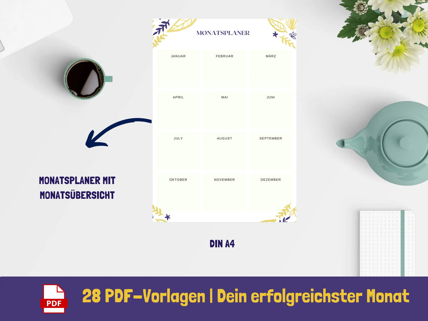 Monatsplaner: Dein erfolgreichster Monat - Variante Blätter {28 Seiten} PDF AndreasJansen Vorlage