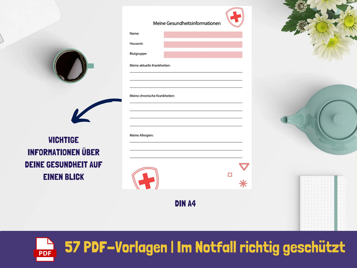 Notfallplan Ordner Notfallordner für Privatpersonen: PDF-Vorlage zum Ausdrucken