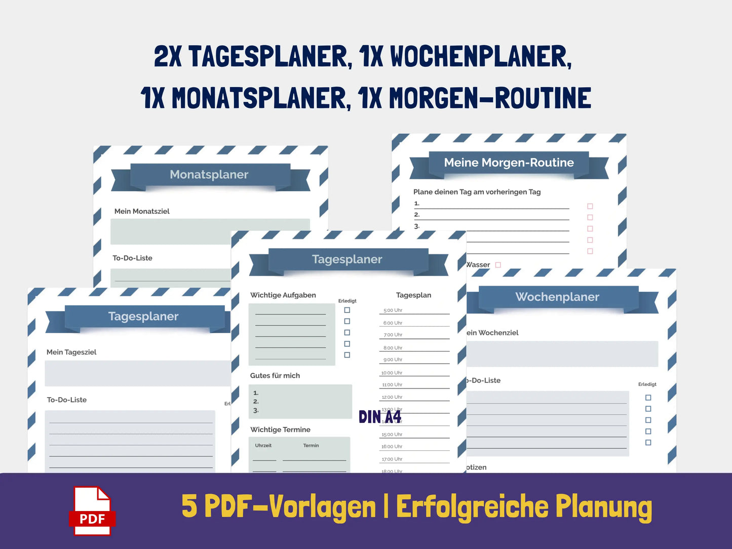 Tages-, Wochen-, Monatsplaner {5 Seiten} PDF AndreasJansen Vorlage
