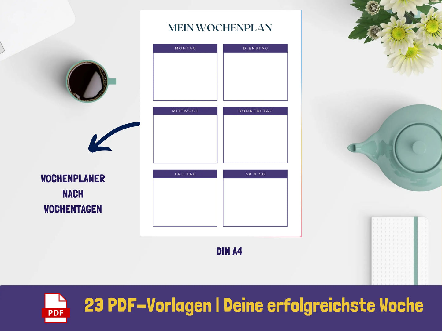 Wochenplaner: Deine erfolgreichste Woche - Variante Blätter {23 Seiten} PDF AndreasJansen Vorlage