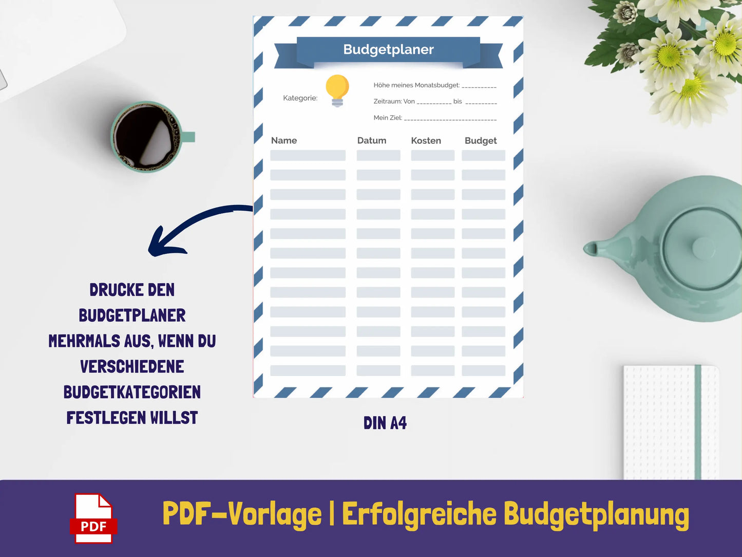 Budgetplaner Blau PDF AndreasJansen Vorlage